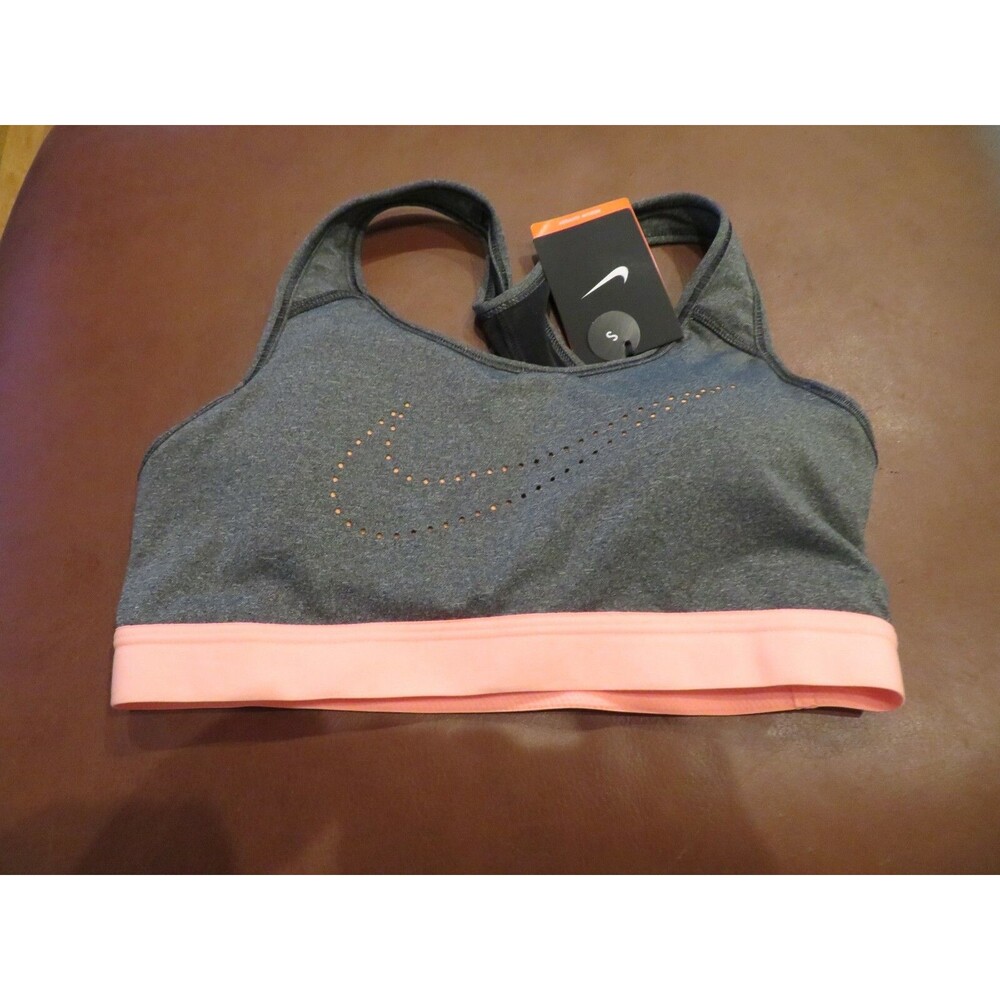 NWT Misses Gray & Orange Nike Medium Support Sports Bra, S